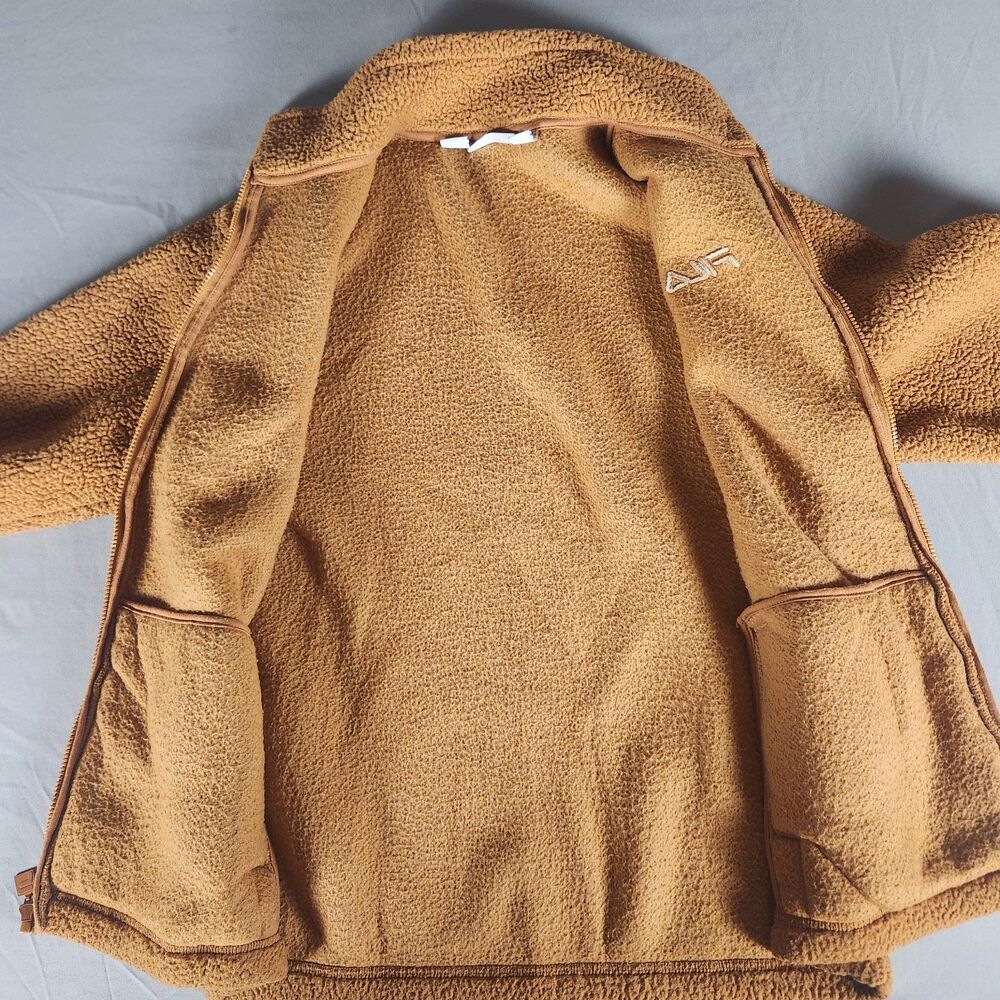 Fila Sherpa Fleece Jacket Mens Xl Brown Full Zip Teddy Pile Coat View 3